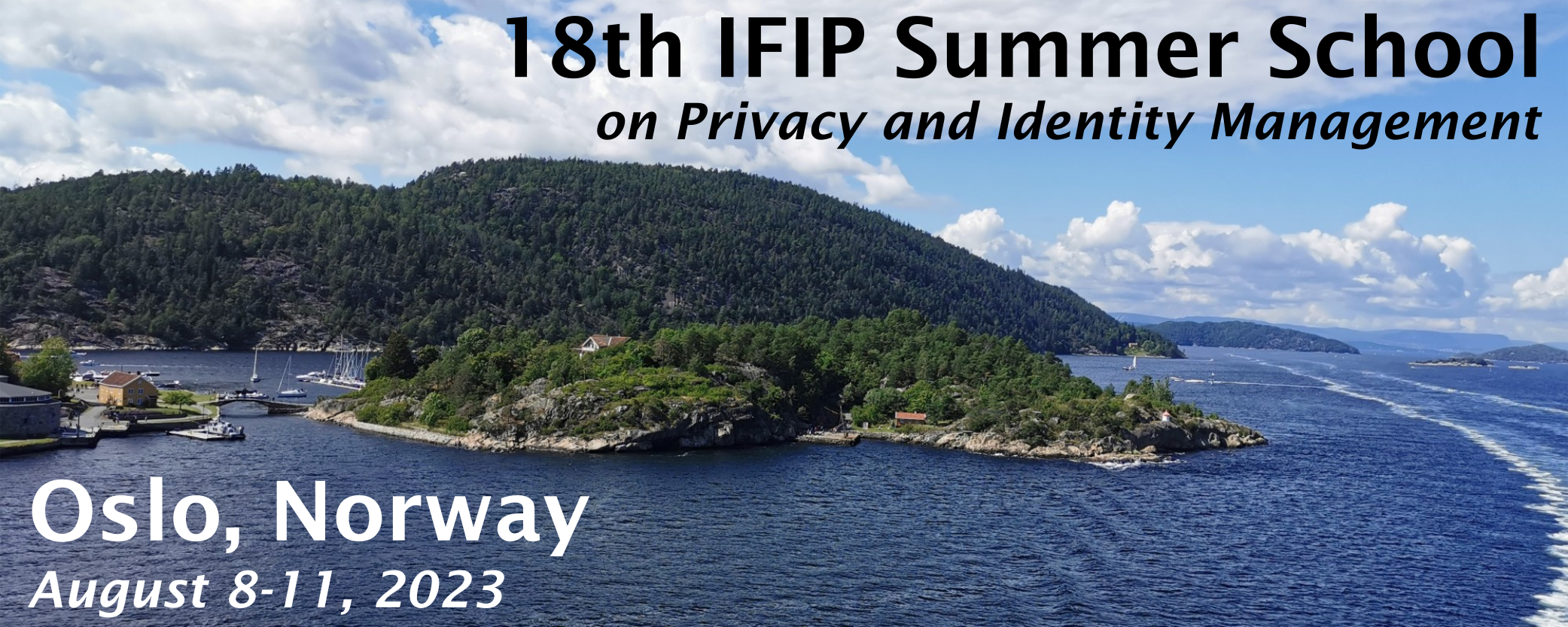 IFIP Summer School 2023 Banner image with Oslo Fjord motive